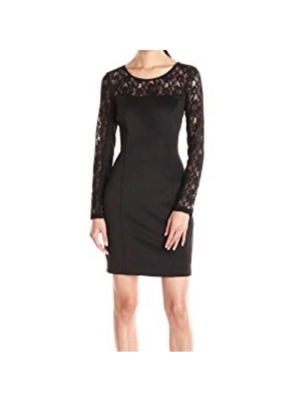 Jessica Simpson Dress Lace Black Cocktail Formal Long Sleeves LBD Size 4